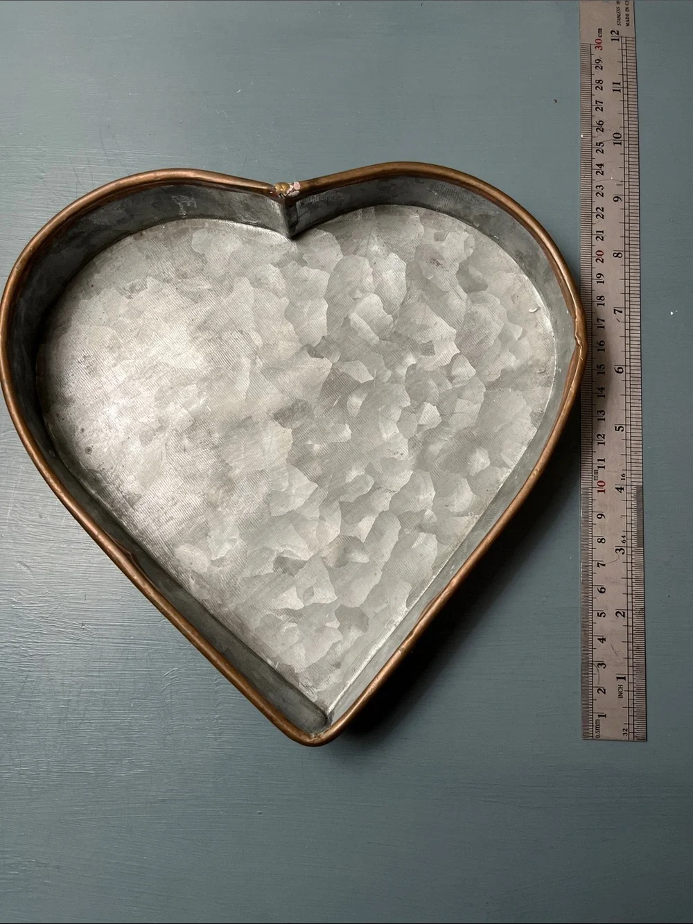Galvanized Heart Trays with Bronze Trim